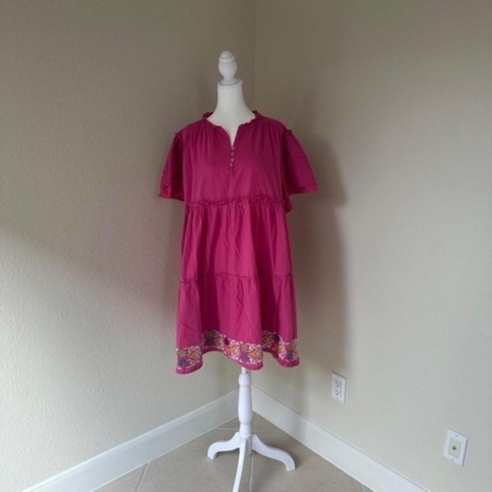 Layers Clothing Knee Length Tiered Dress Large Pink‎ Boho Y2K Cottagecore Retro
